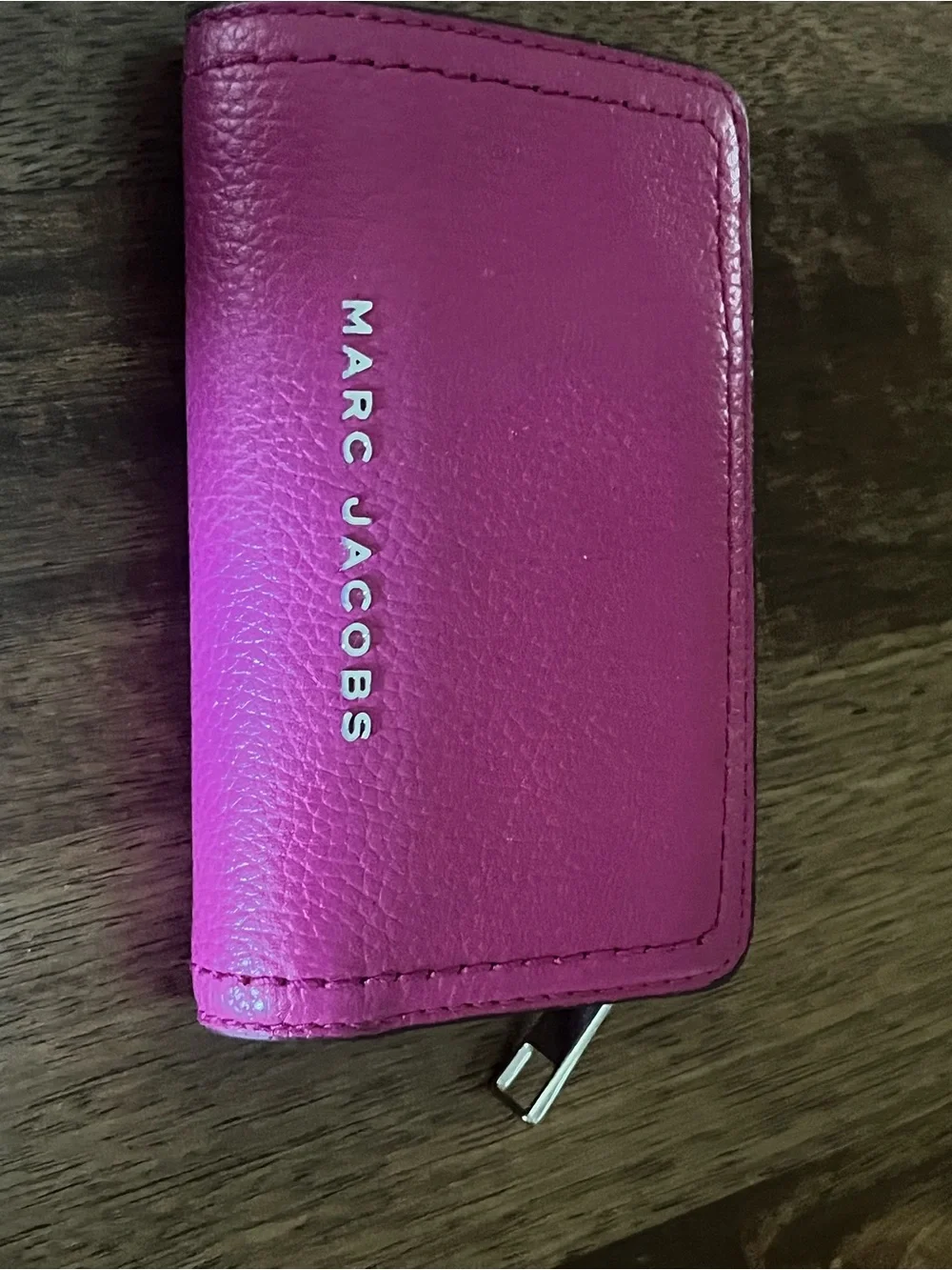 Marc Jacobs Hot Pink Pebbled Leather Card Wallet